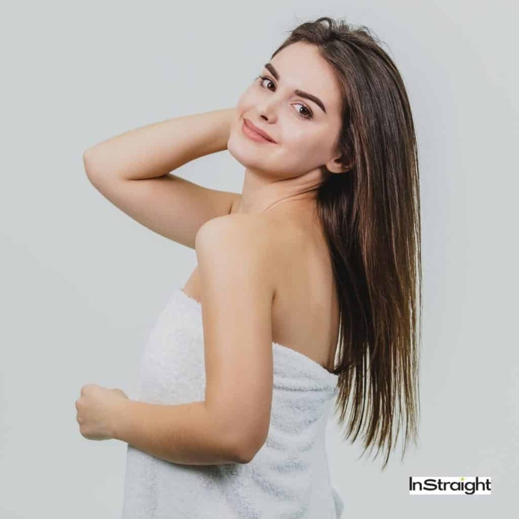 lady with a long, straight hair